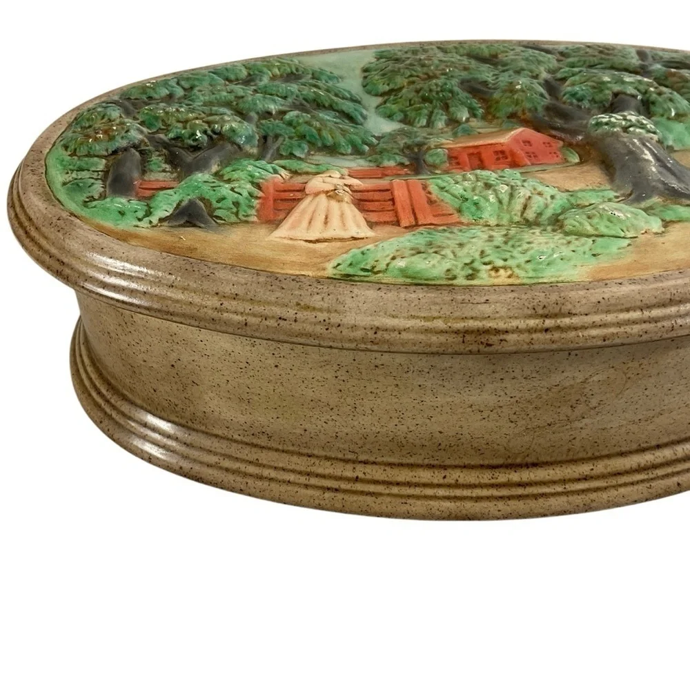 Vintage 1984 Hershey Molds Co Trinket Box Ceramic Hand Painted 11.5” X 7.5” X 3”
